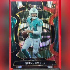 Miami Dolphins QB Football Card - QUINN EWERS (RC) BLACK & RED SHOCK